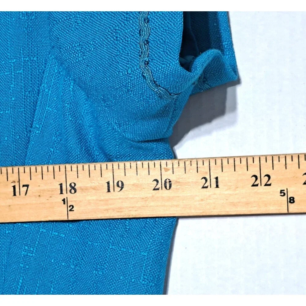Vintage Kasper for ASL Short Sleeve 5 Button Blazer Shirt Sz 14 Petite dark teal - Picture 7 of 8
